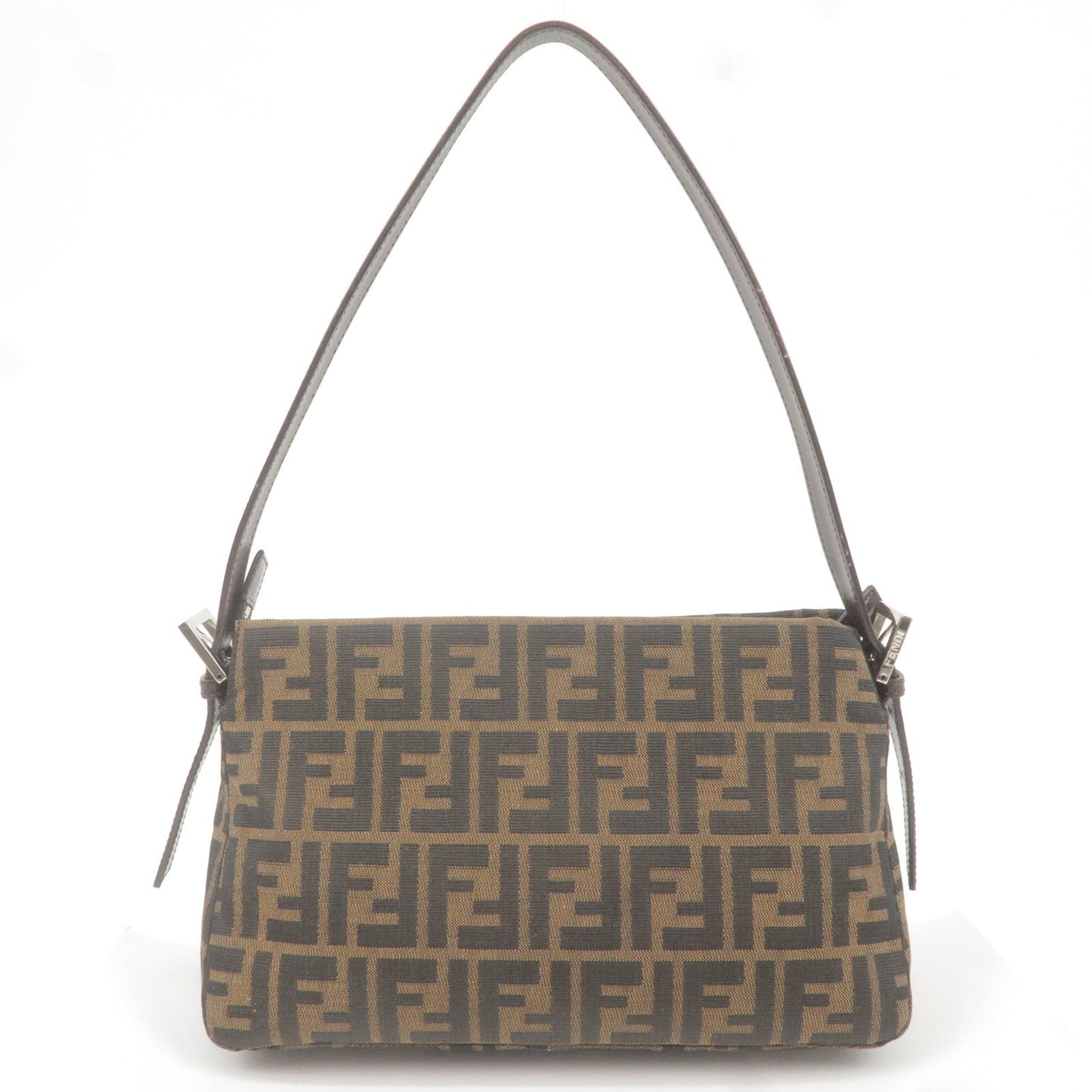 FENDI Zucca Canvas Leather Shoulder Bag Brown Black 26566