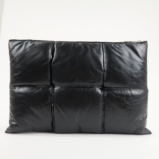 BOTTEGA VENETA Maxi Intrecciato Leather Clutch Bag Black