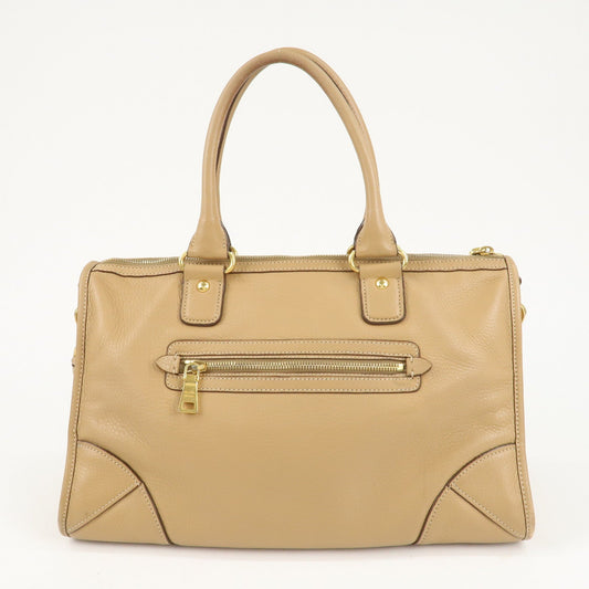 PRADA Logo Leather 2Way Bag Hand Bag Shoulder Bag Beige