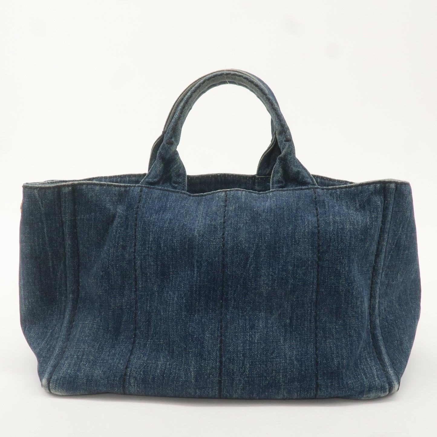 PRADA Logo Canapa Denim Tote bag Hand Bag Blue B1877B