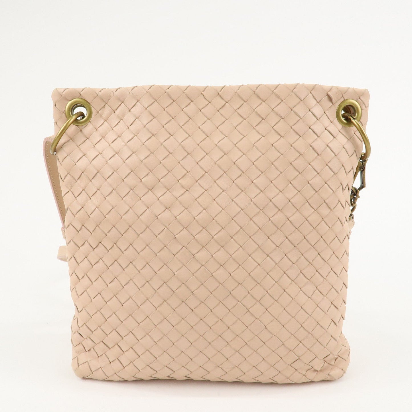 BOTTEGA VENETA Intrecciato Leather Shoulder Bag Pink Beige 179330