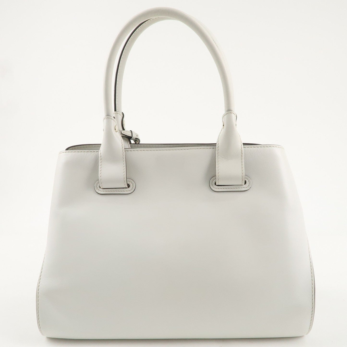 TOD'S Leather Cape Bag Hand Shoulder Bag White Gold Hardware