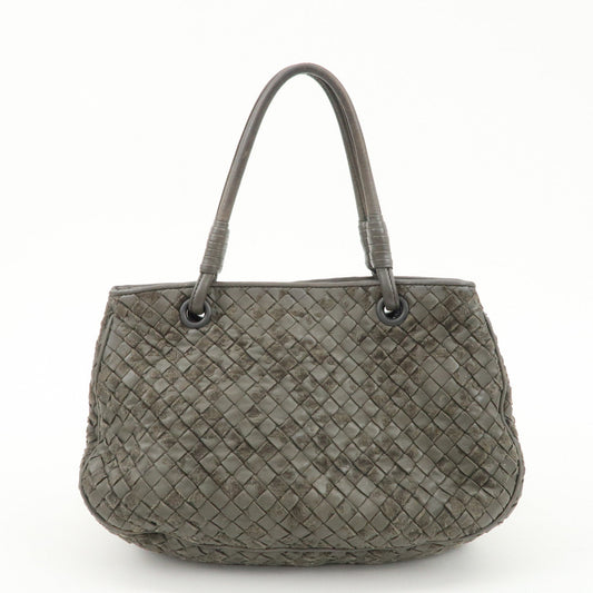 BOTTEGA VENETA Intrecciato Leather Hand Bag Tote Bag Khaki