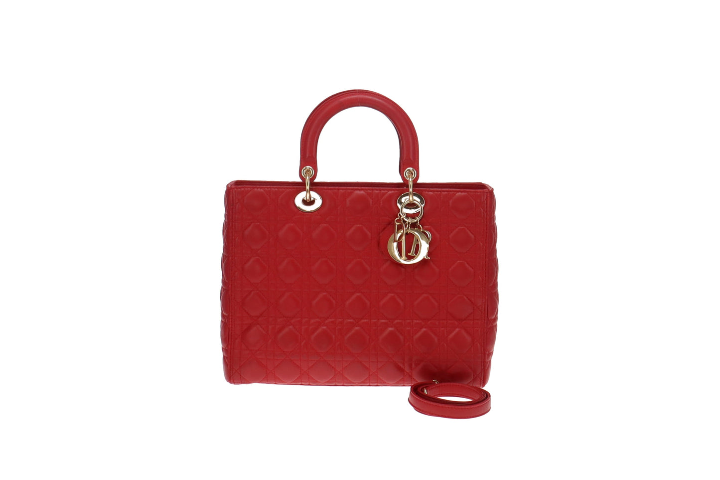 Dior Red Lambskin Large Lady Dior 2013