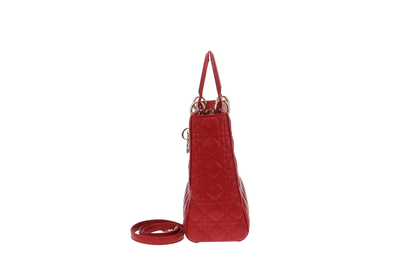 Dior Red Lambskin Large Lady Dior 2013