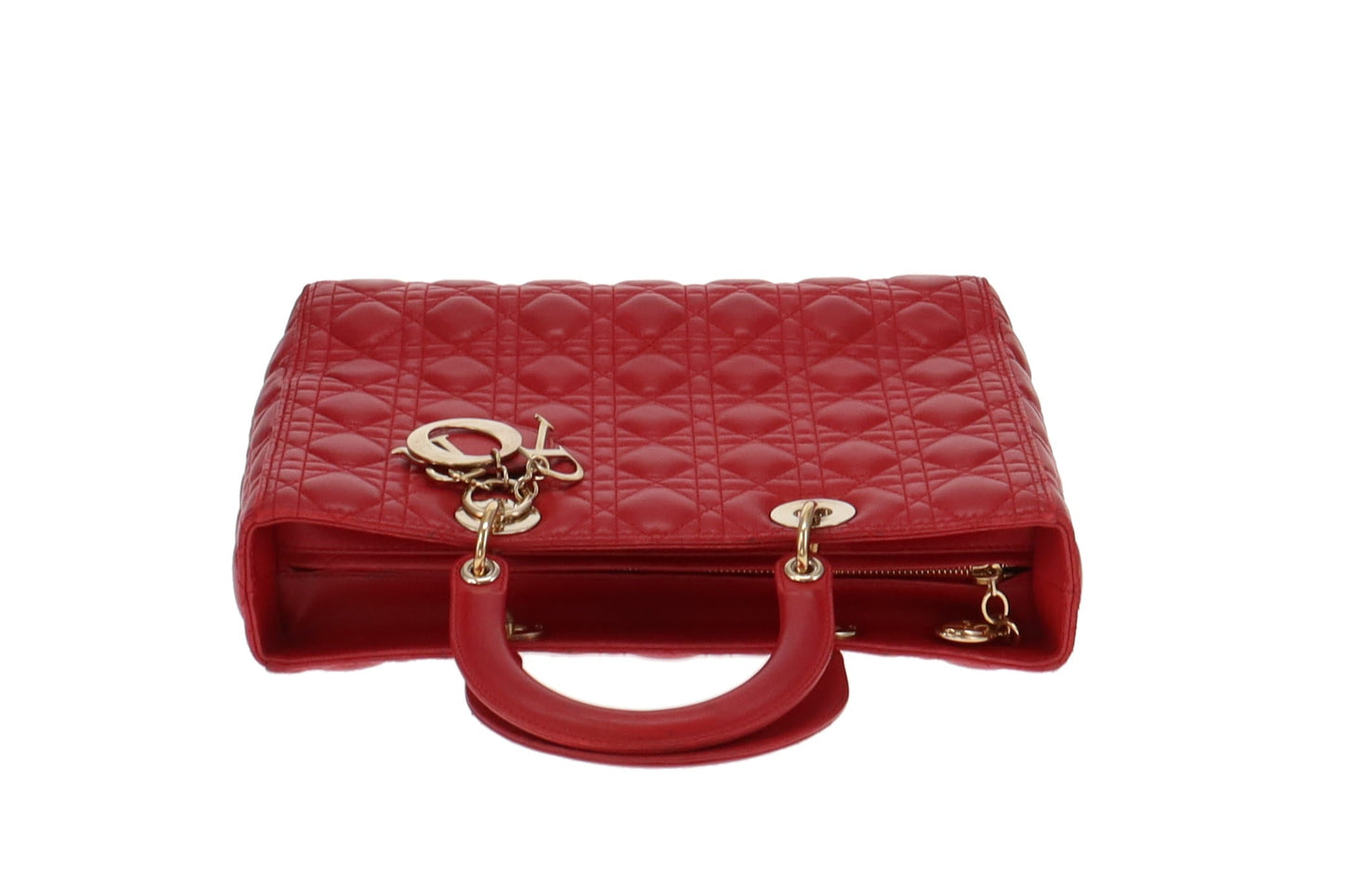 Dior Red Lambskin Large Lady Dior 2013