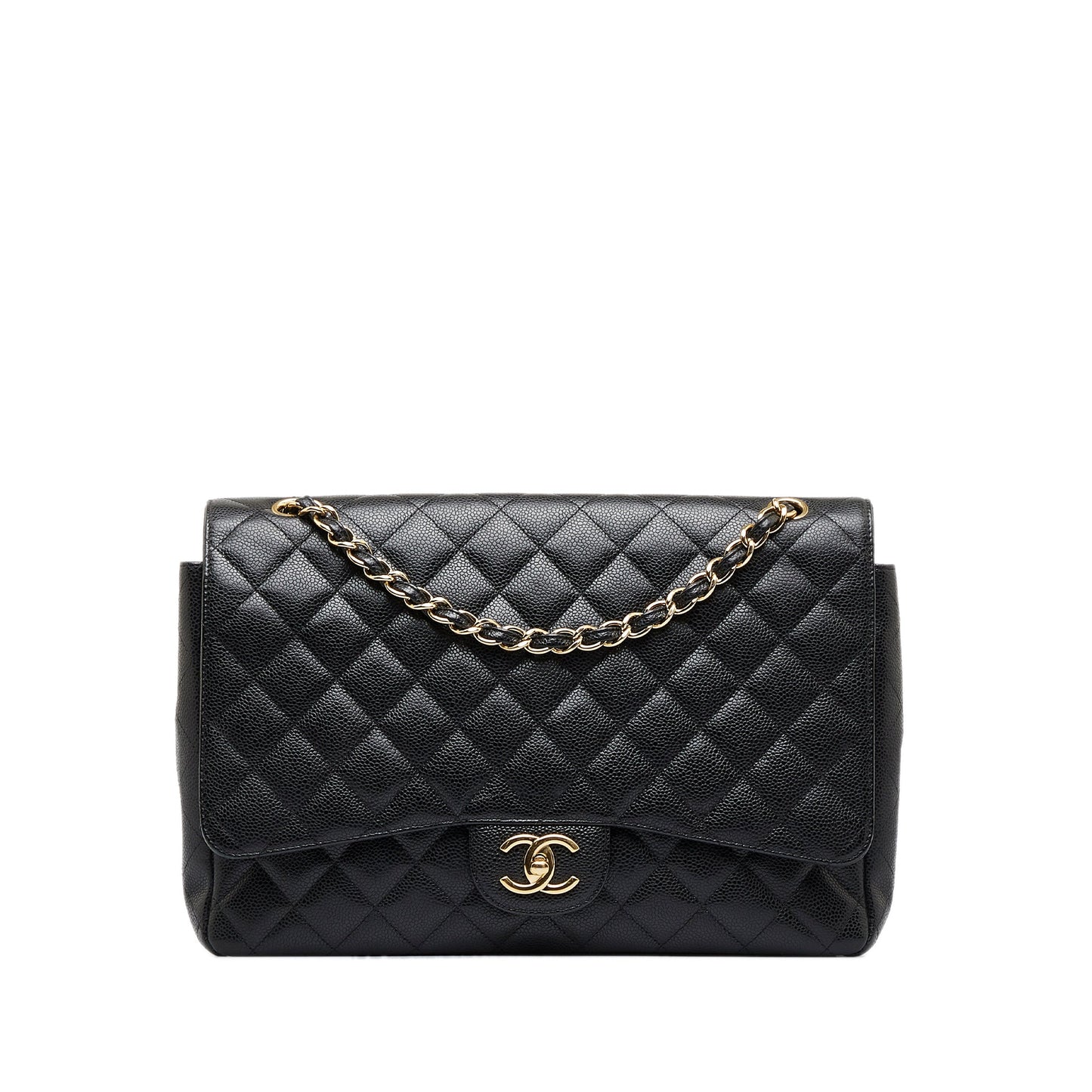 Chanel Classic Double Flap Maxi Black Caviar Gold