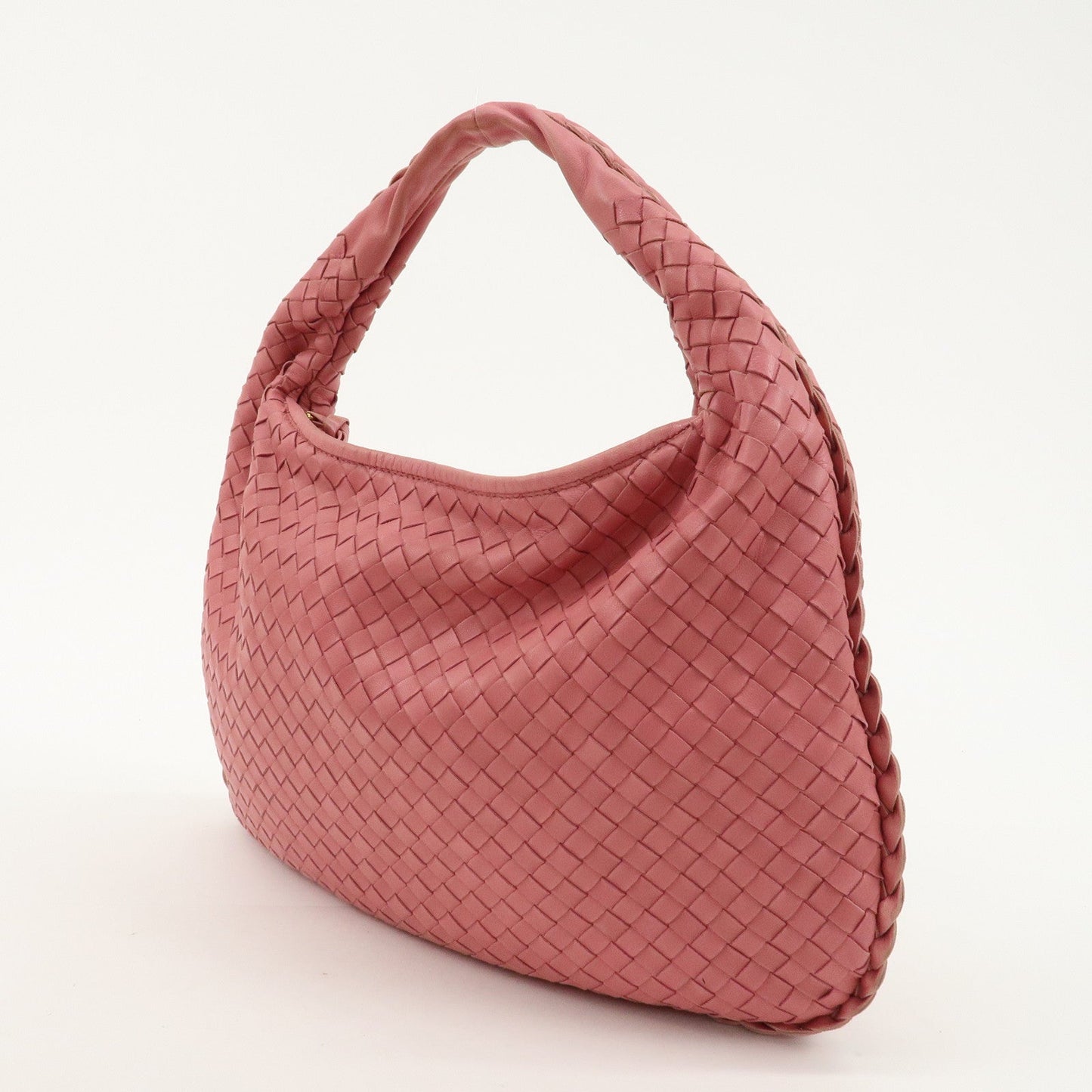 BOTTEGA VENETA Intrecciato Hobo Leather Shoulder Bag Pink 115653