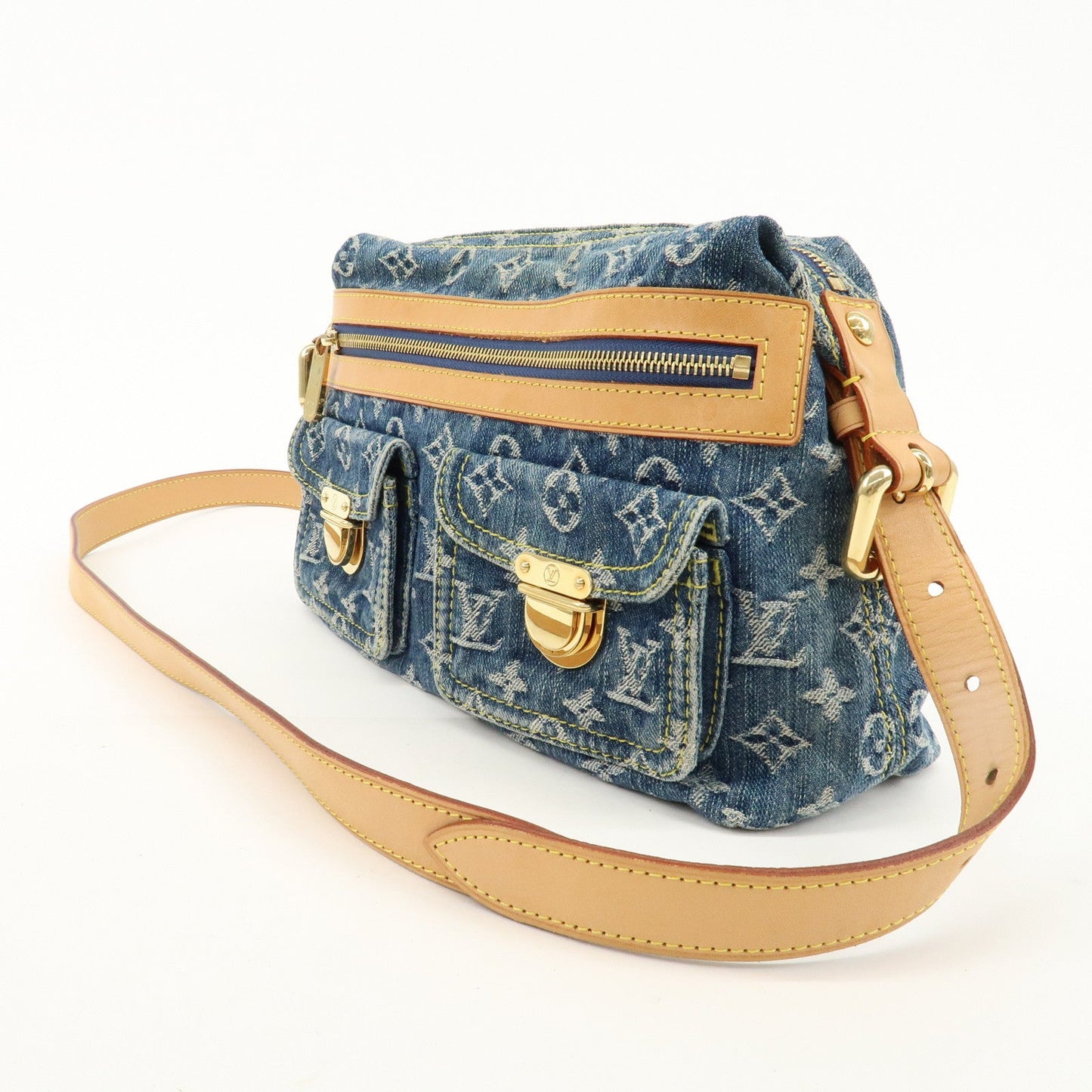 Louis Vuitton Monogram Denim Baggy PM Shoulder Bag Blue M95049