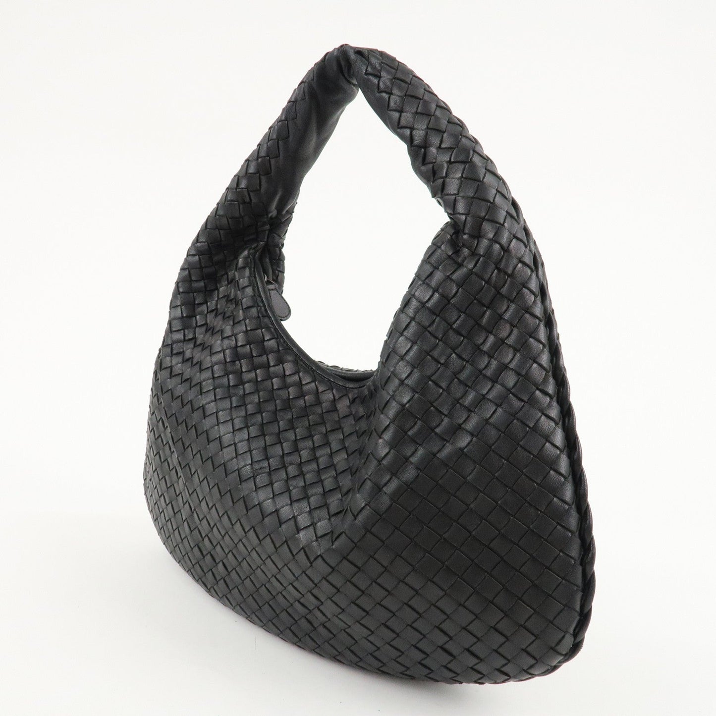 BOTTEGA VENETA Intrecciato Leather Shoulder Bag Hand Bag Black