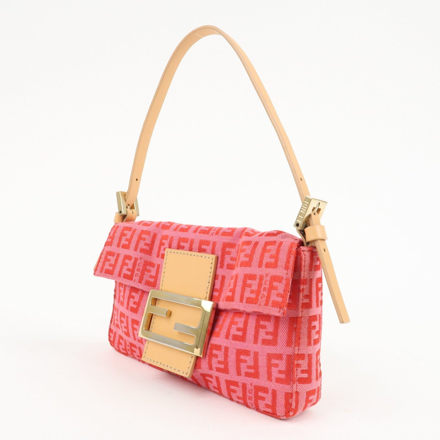 FENDI Mini Mamma Baguette Zucchino Canvas Leather Hand Bag