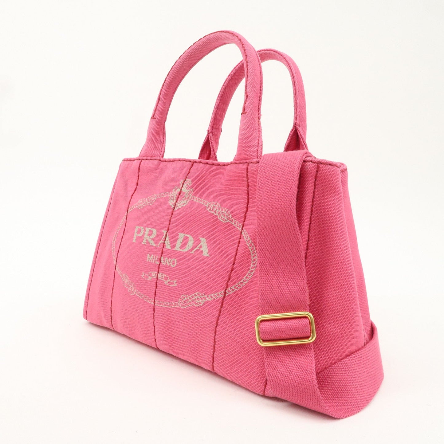 PRADA Canapa Mini Canvas 2Way Bag Hand Bag Pink 1BG439