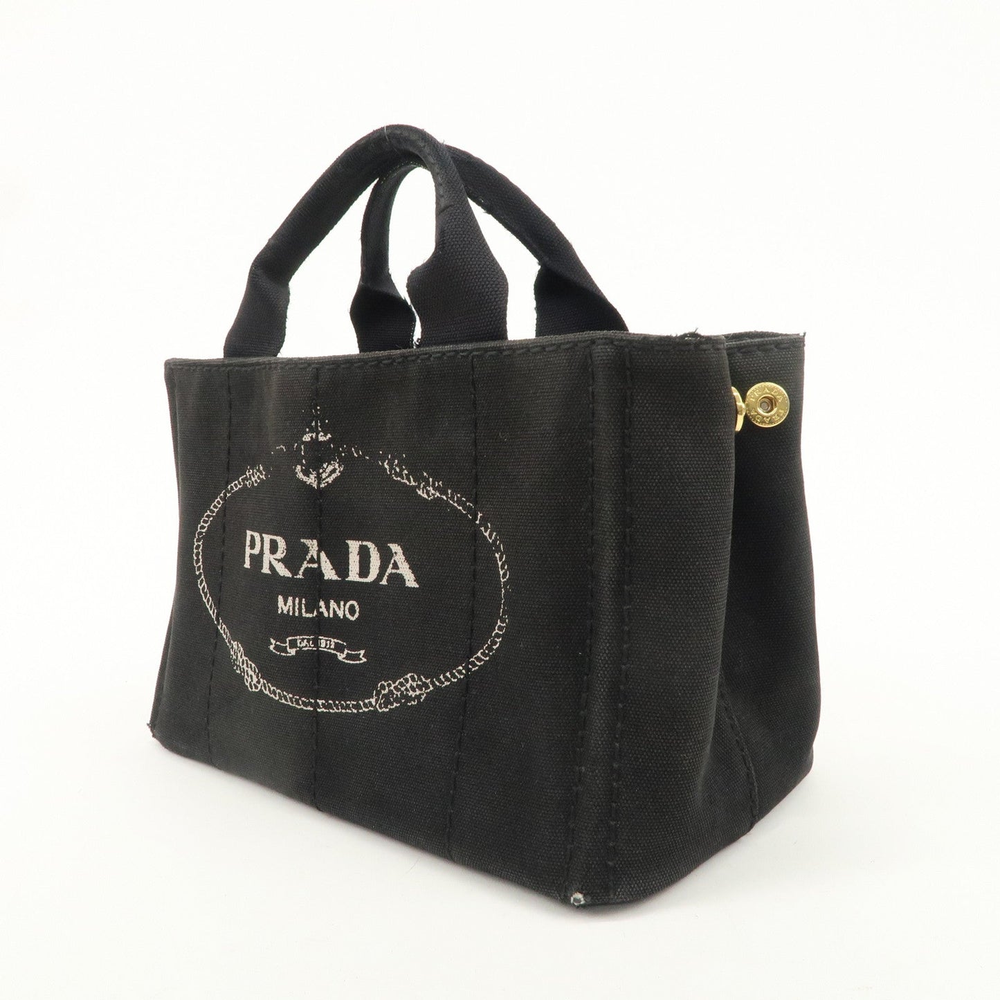 PRADA Logo Canapa Canvas 2way Tote Bag Hand Bag Black BN2642