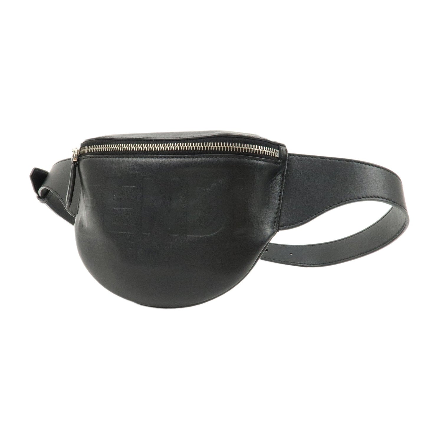 FENDI Leather Logo Body Bag Waist Bag Black 7VA525