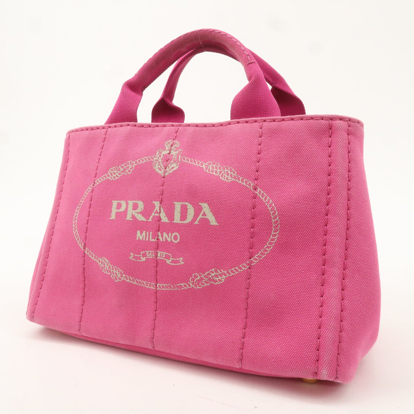 PRADA Logo Canapa Mini Canvas 2Way Bag Hand Bag Pink B2439G