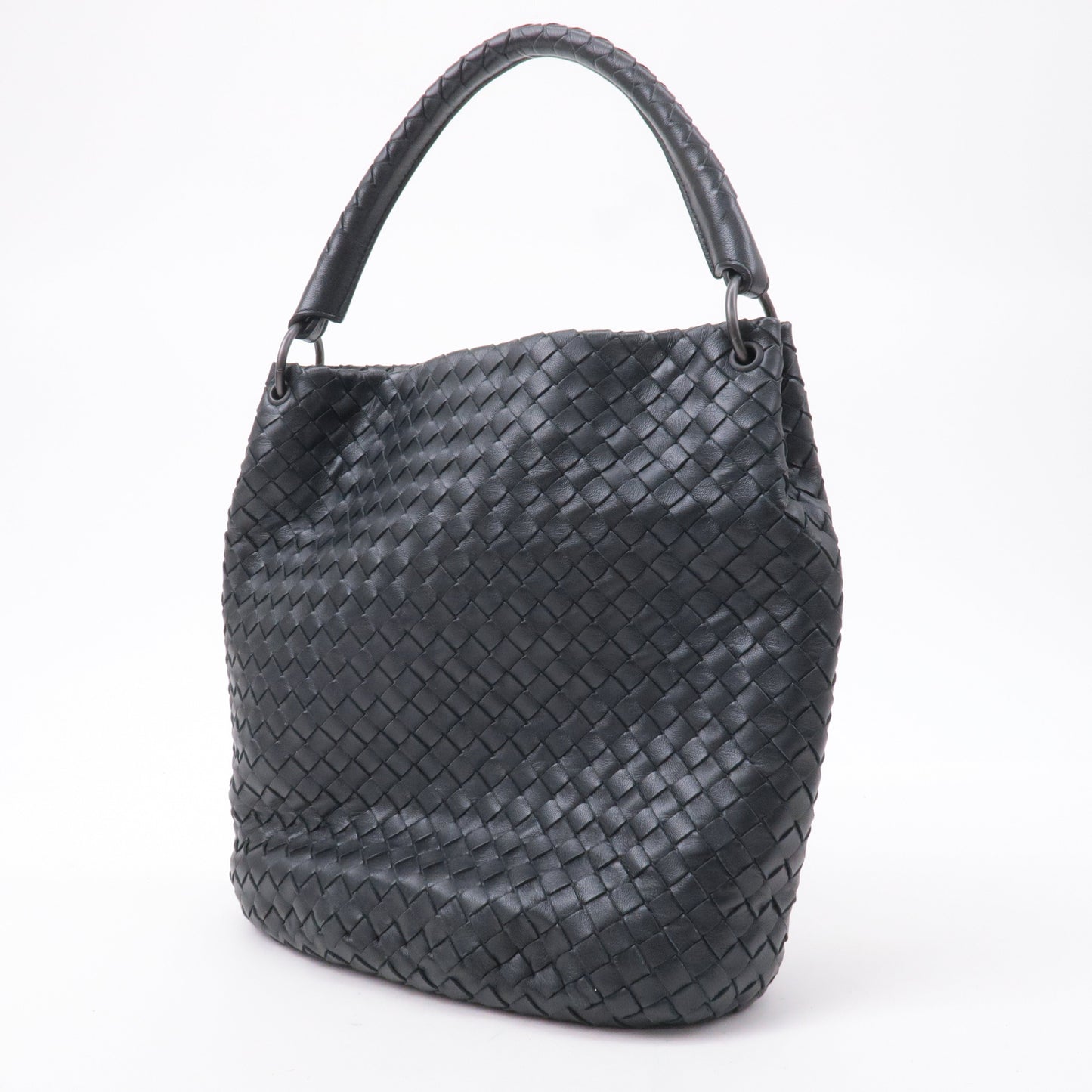 BOTTEGA VENETA Intrecciato Leather Shoulder Bag black 255690