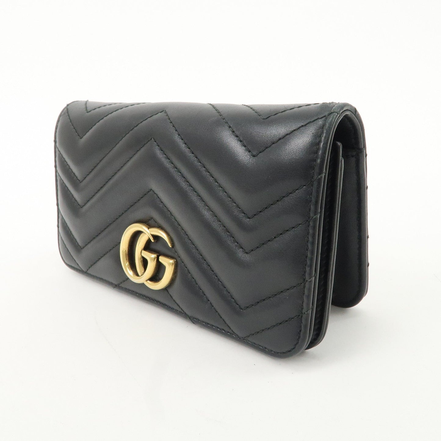 GUCCI GG Marmont Leather Chain Shoulder Bag Black 488426