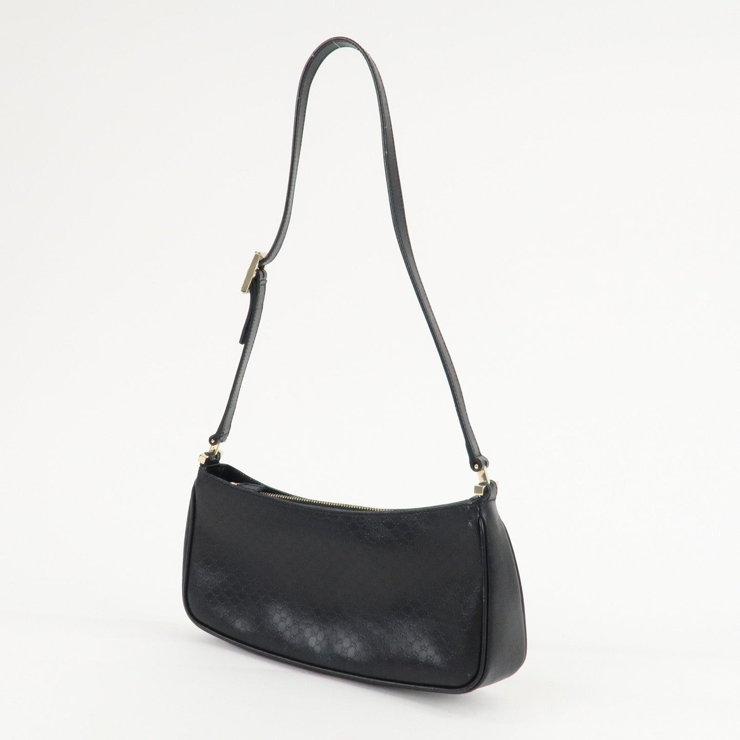 GUCCI Micro Guccissima Leather Shoulder Bag Black 001.4152