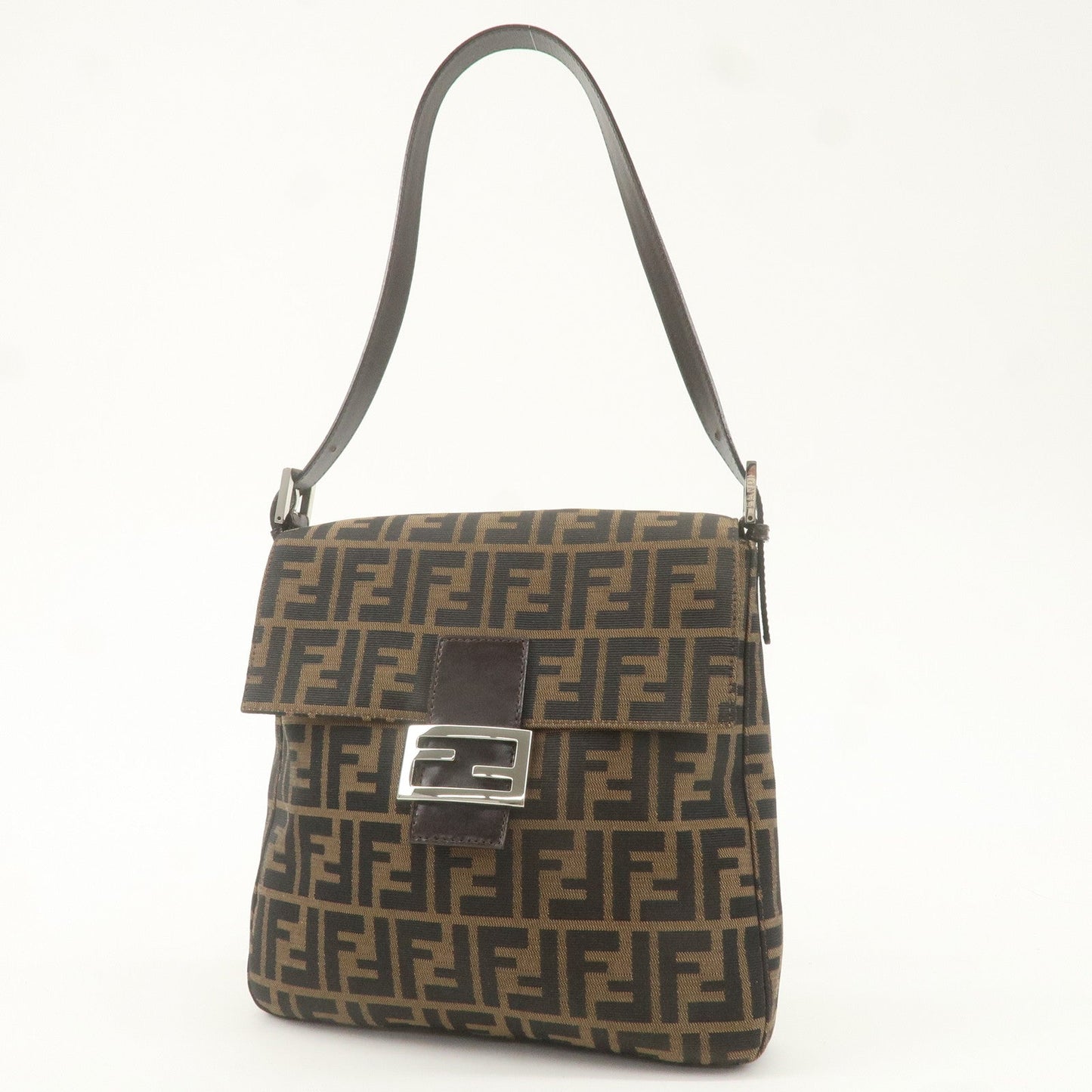 FENDI Mamma Baguette Zucca Canvas Leather Shoulder Bag 230526730