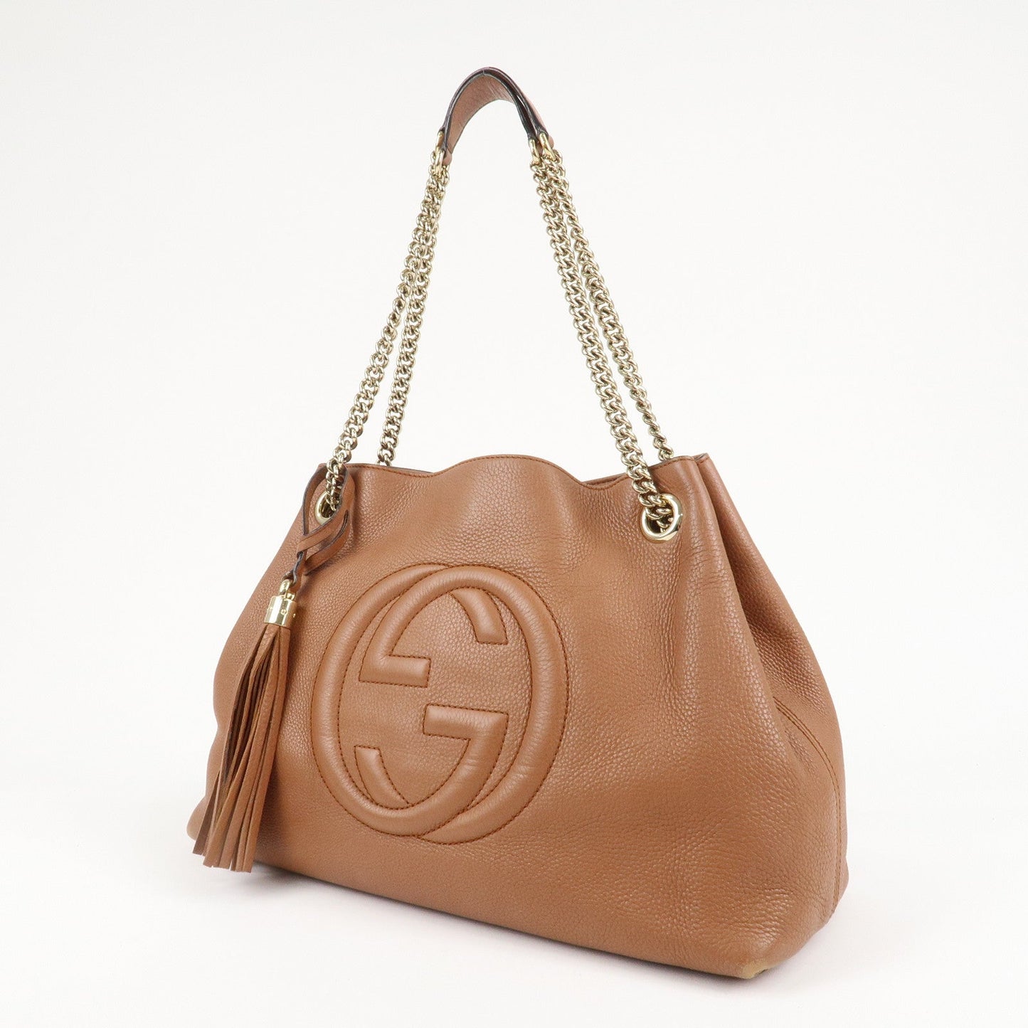 GUCCI SOHO Leather Chain Shoulder Bag Brown 308982