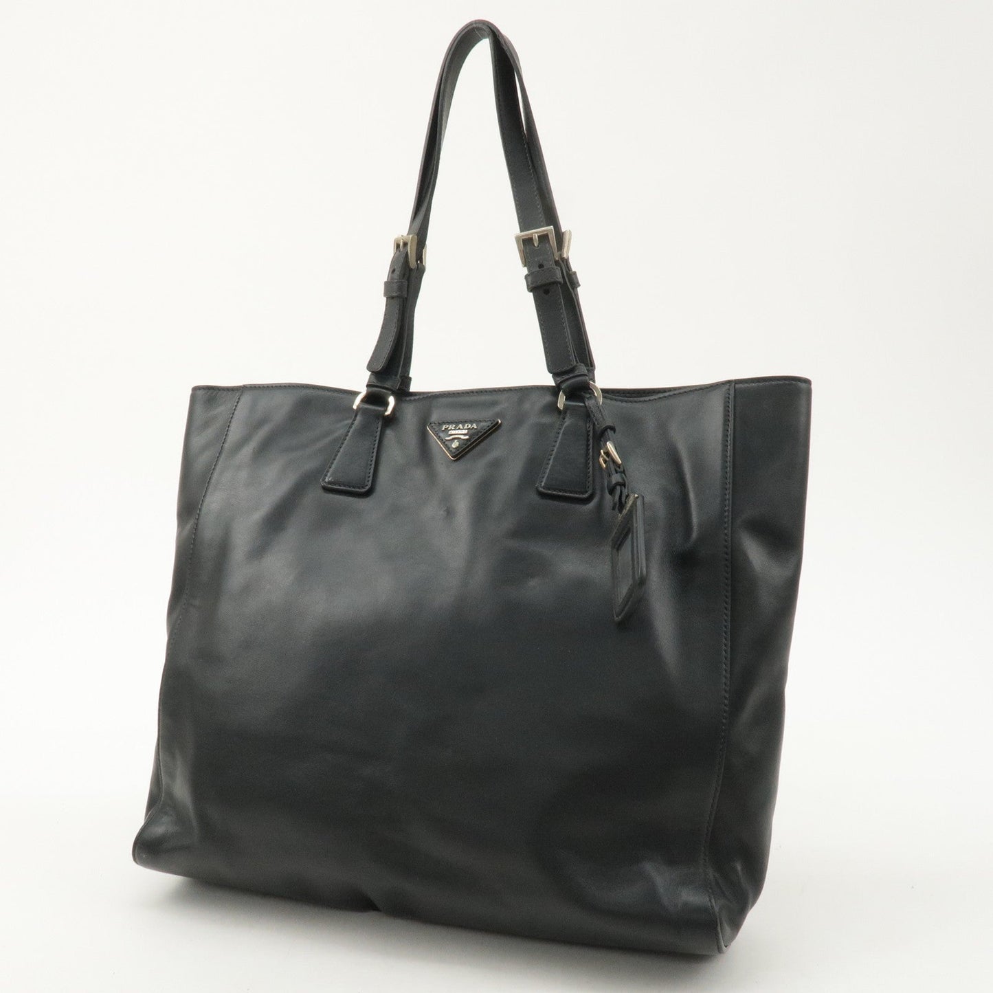 PRADA Logo Leather Tote bag Nero Black