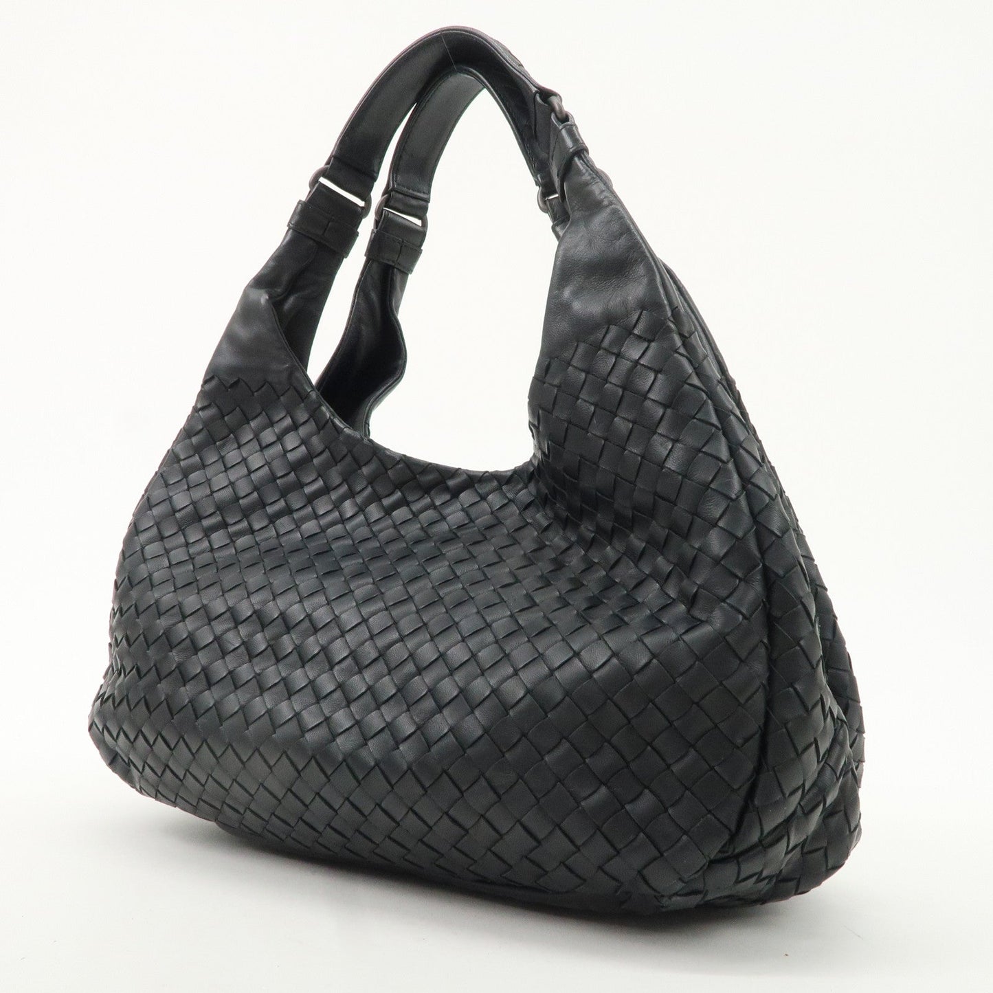 BOTTEGA VENETA Intrecciato Leather Shoulder Bag Black 125787