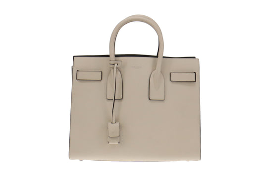 Saint Laurent Cream Grained Leather Leather Small Sac De Jour