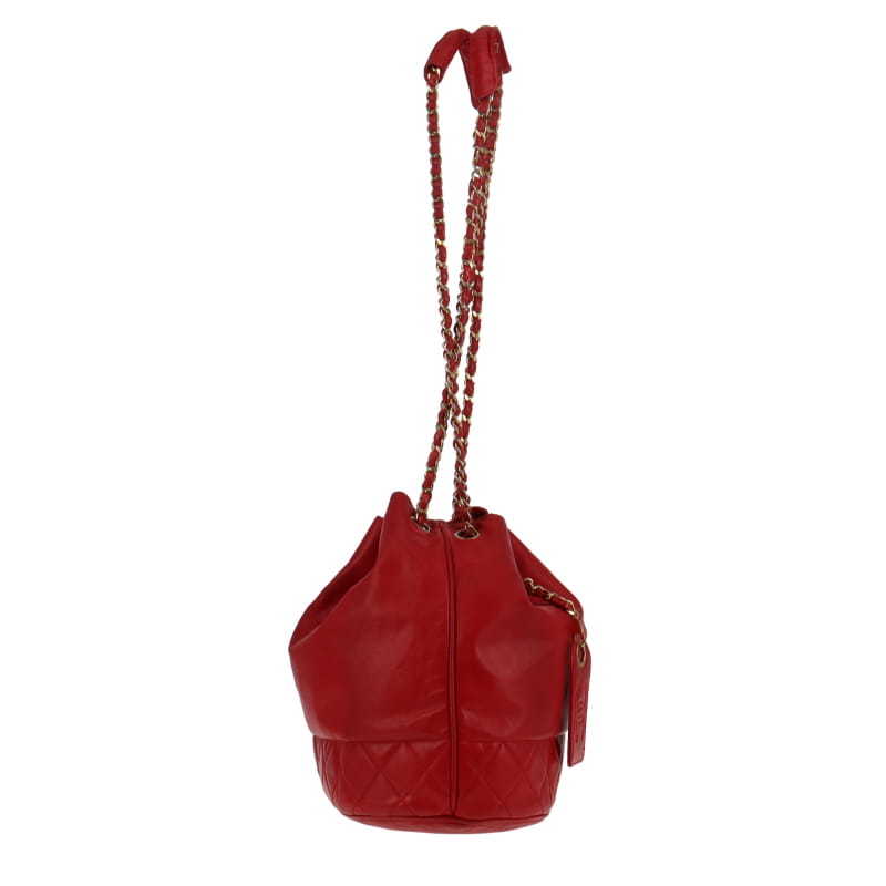 Chanel Vintage Bucket Drawstring Bag Red