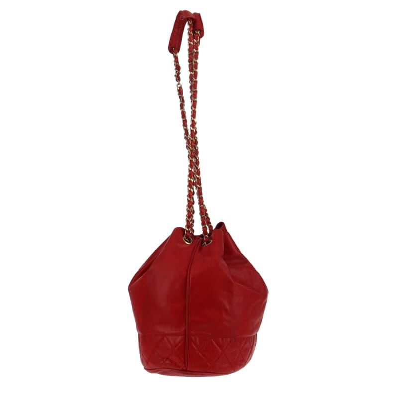 Chanel Vintage Bucket Drawstring Bag Red