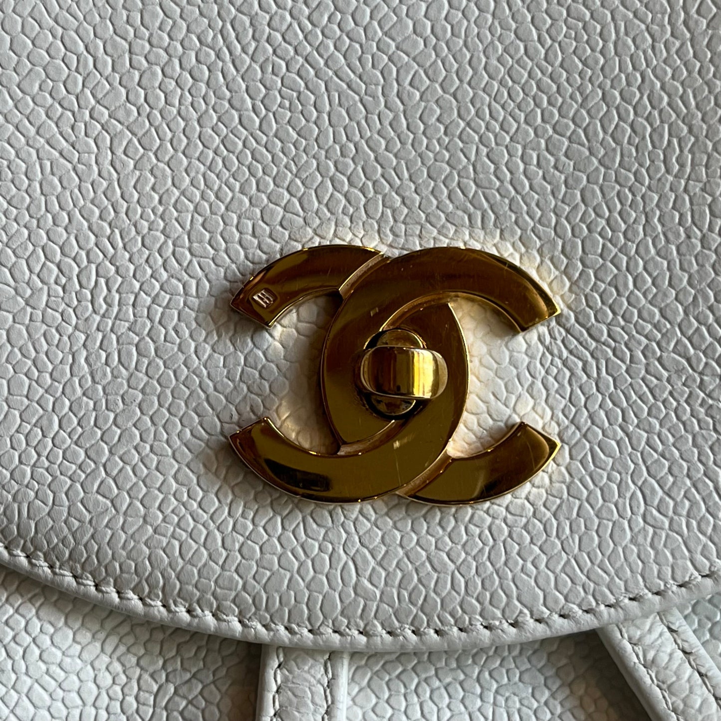 CHANEL White Caviar Leather Triple CC Backpack