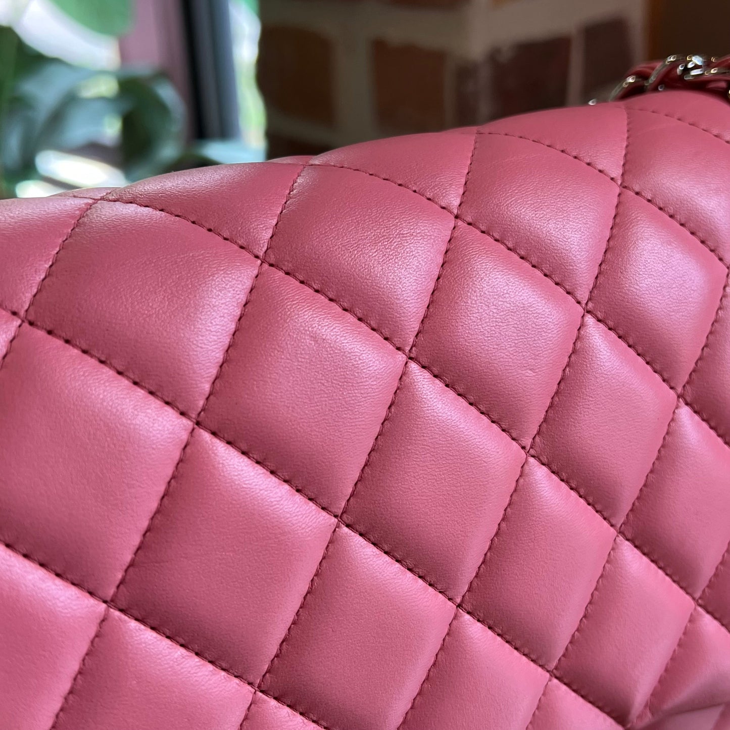 CHANEL Double Flap Jumbo Pink Lambskin Shoulder Bag