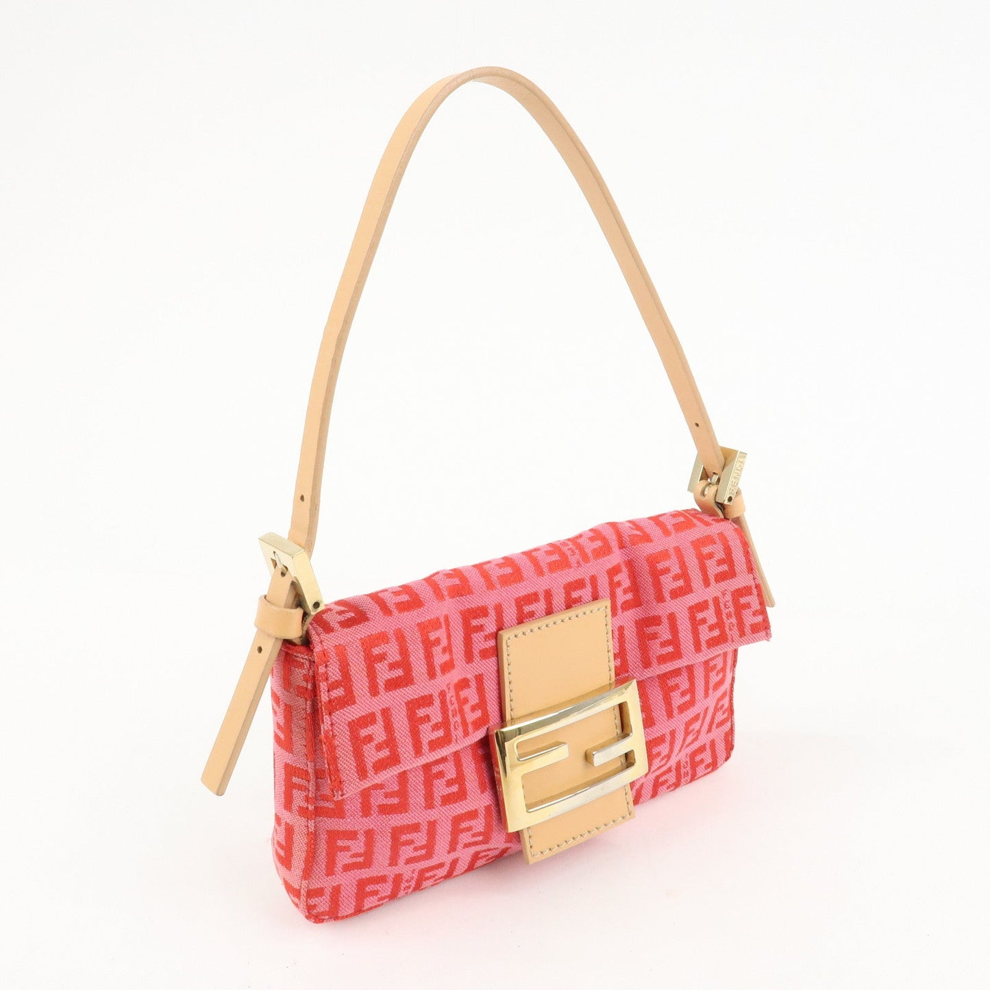 FENDI Mini Mamma Baguette Zucchino Canvas Leather Hand Bag