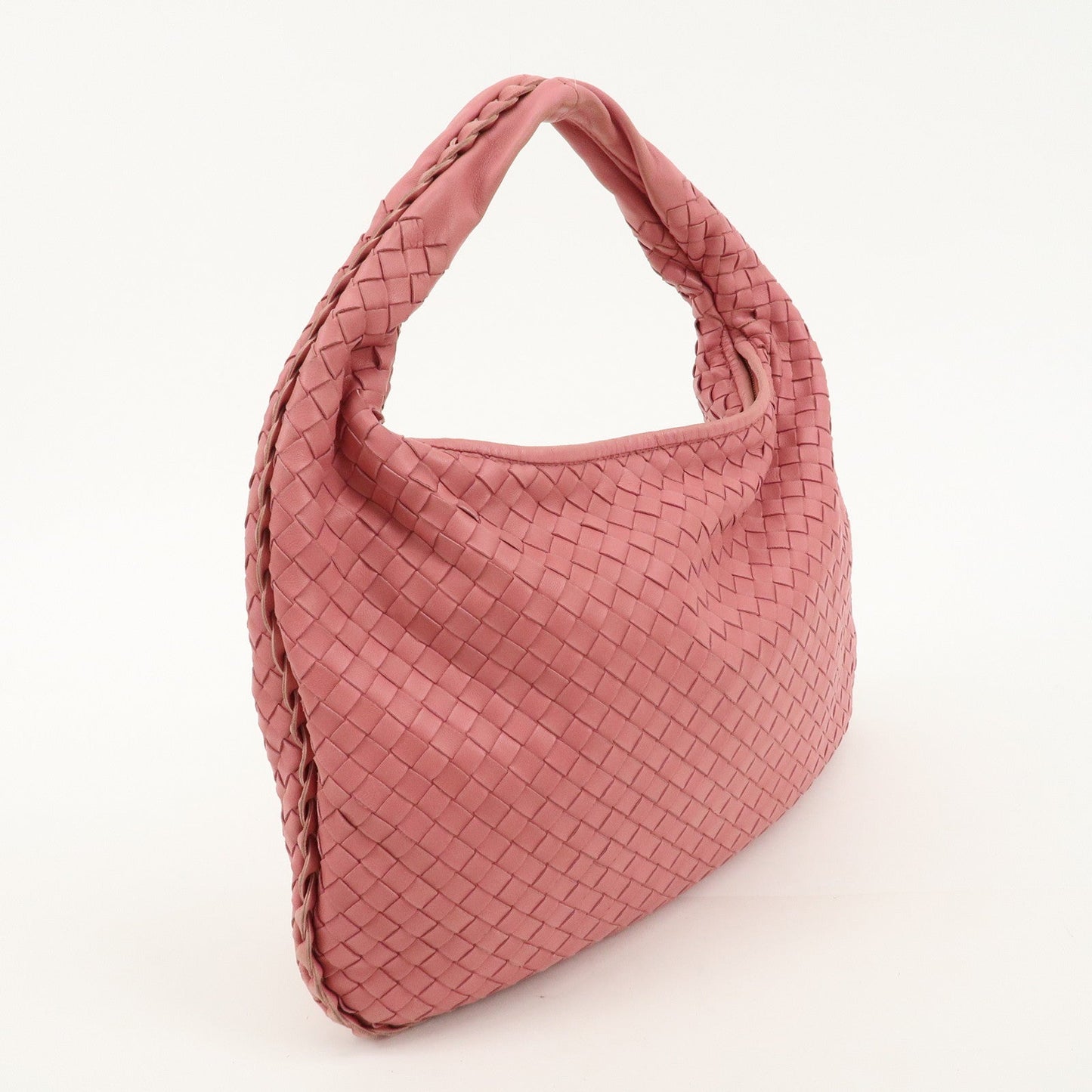 BOTTEGA VENETA Intrecciato Hobo Leather Shoulder Bag Pink 115653