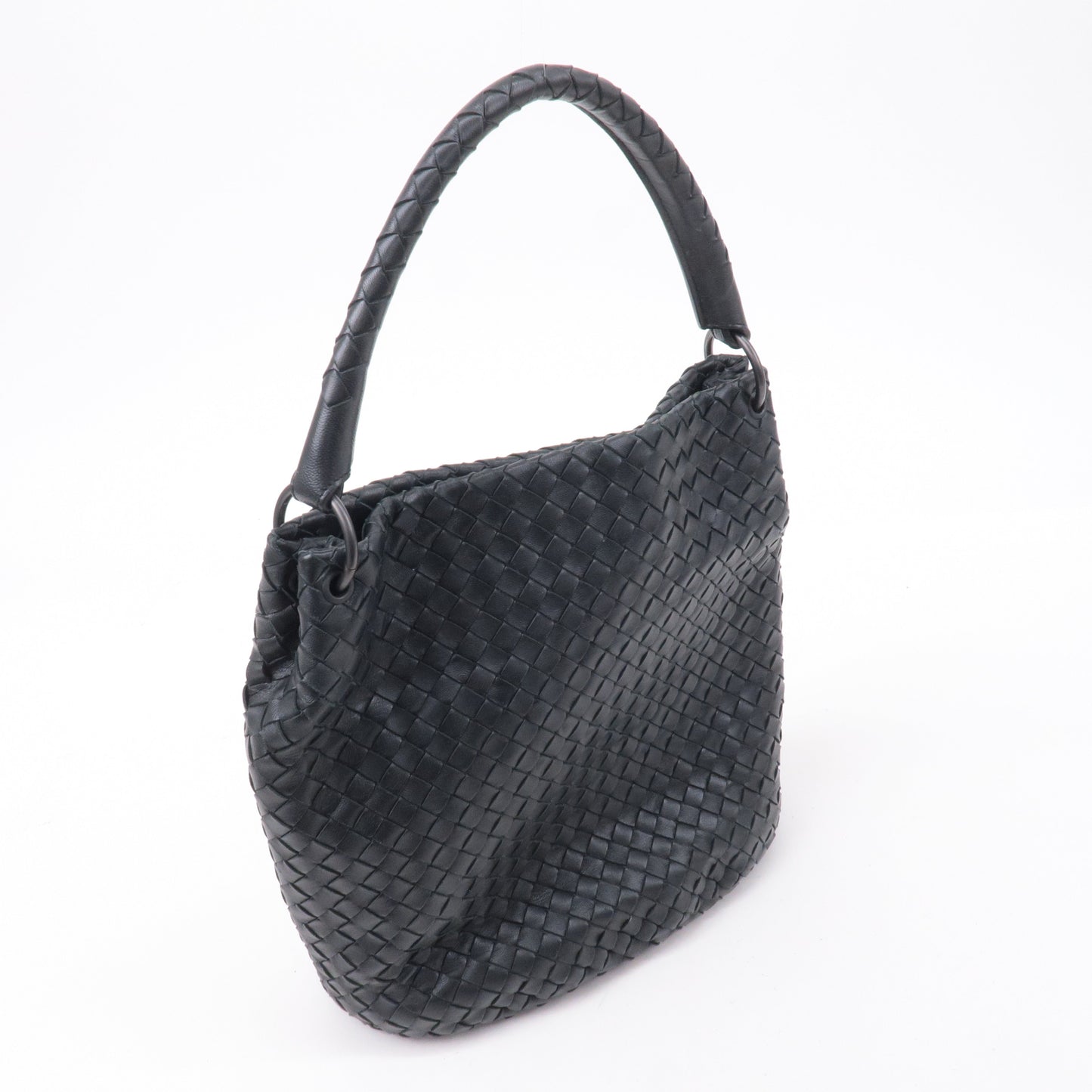 BOTTEGA VENETA Intrecciato Leather Shoulder Bag black 255690