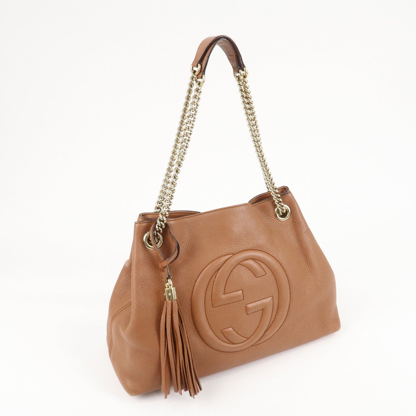 GUCCI SOHO Leather Chain Shoulder Bag Brown 308982