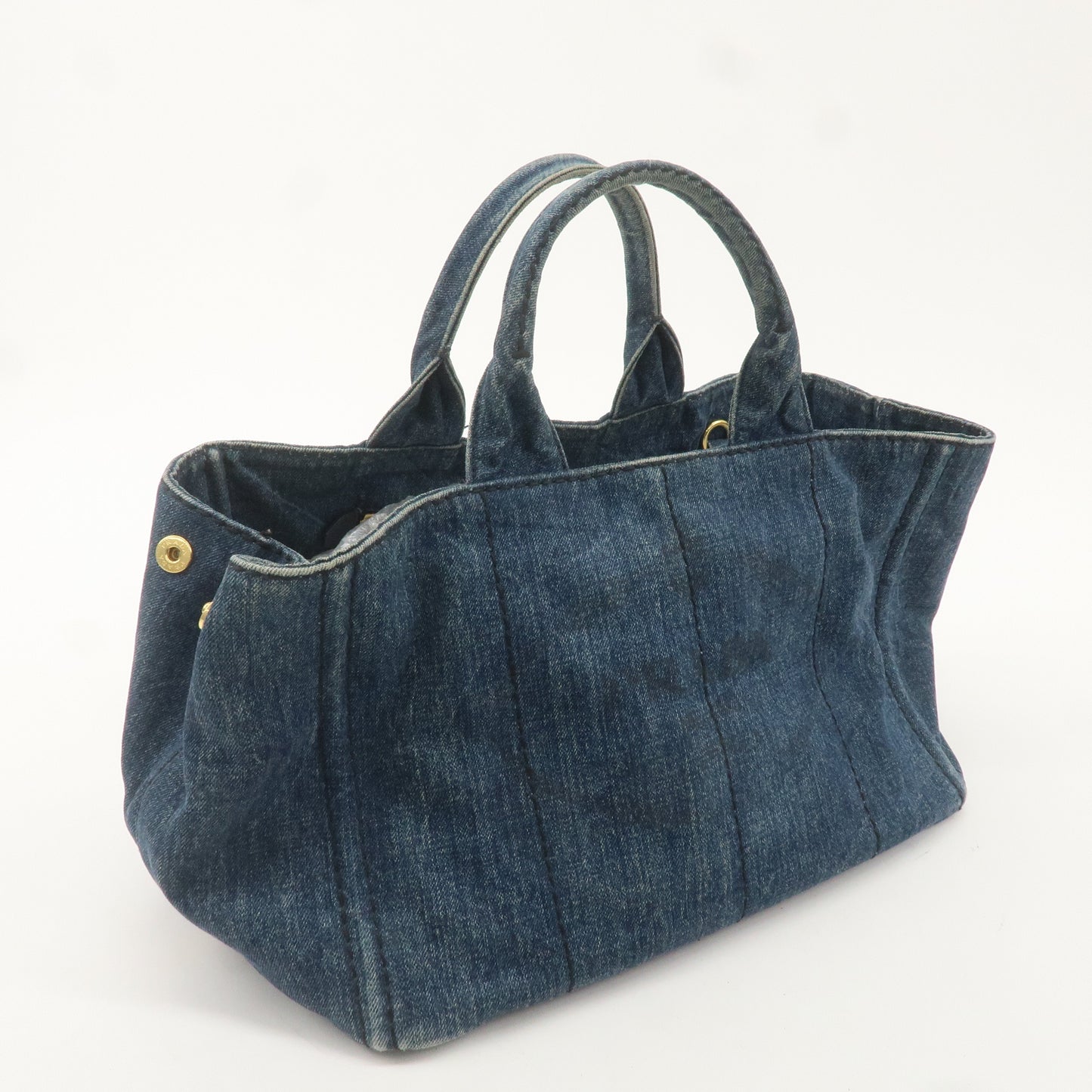 PRADA Logo Canapa Denim Tote bag Hand Bag Blue B1877B