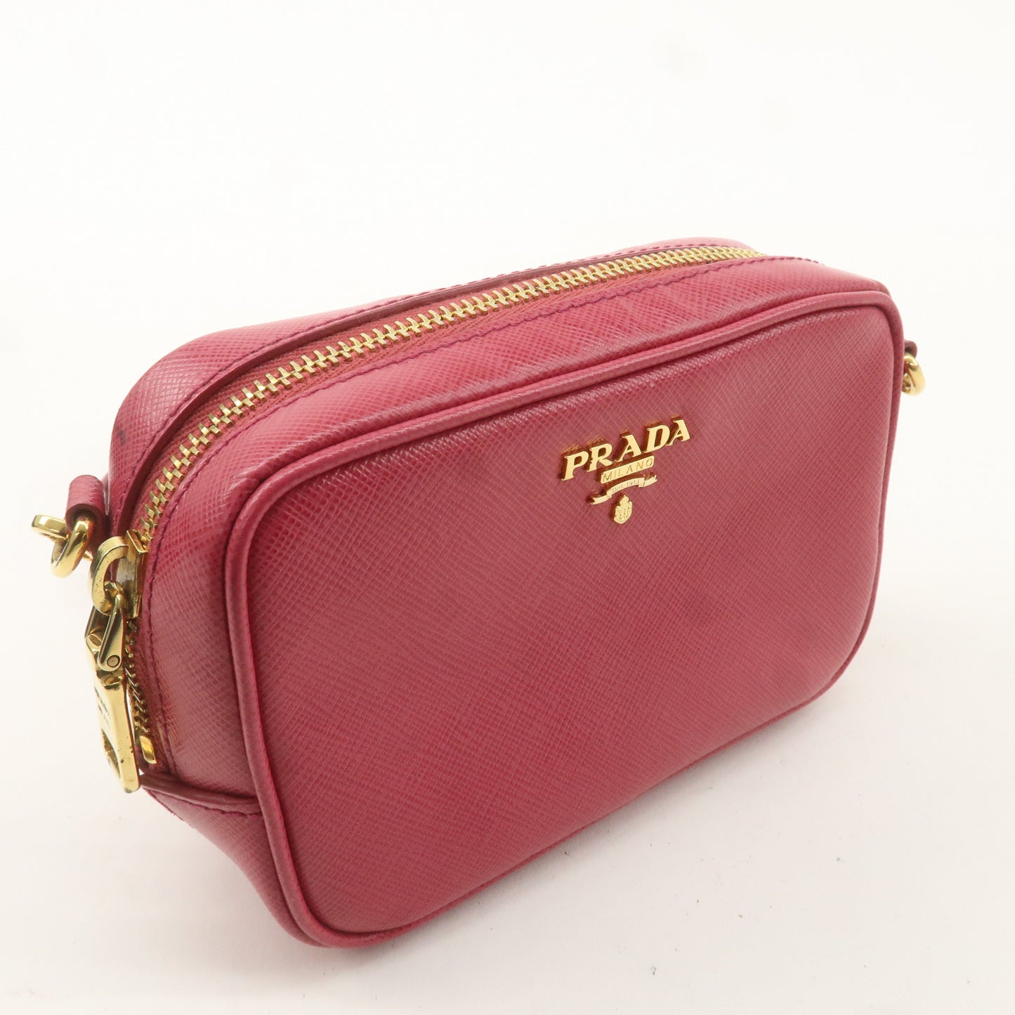 PRADA Logo Leather Crossbody Shoulder Bag Pink 1N1674