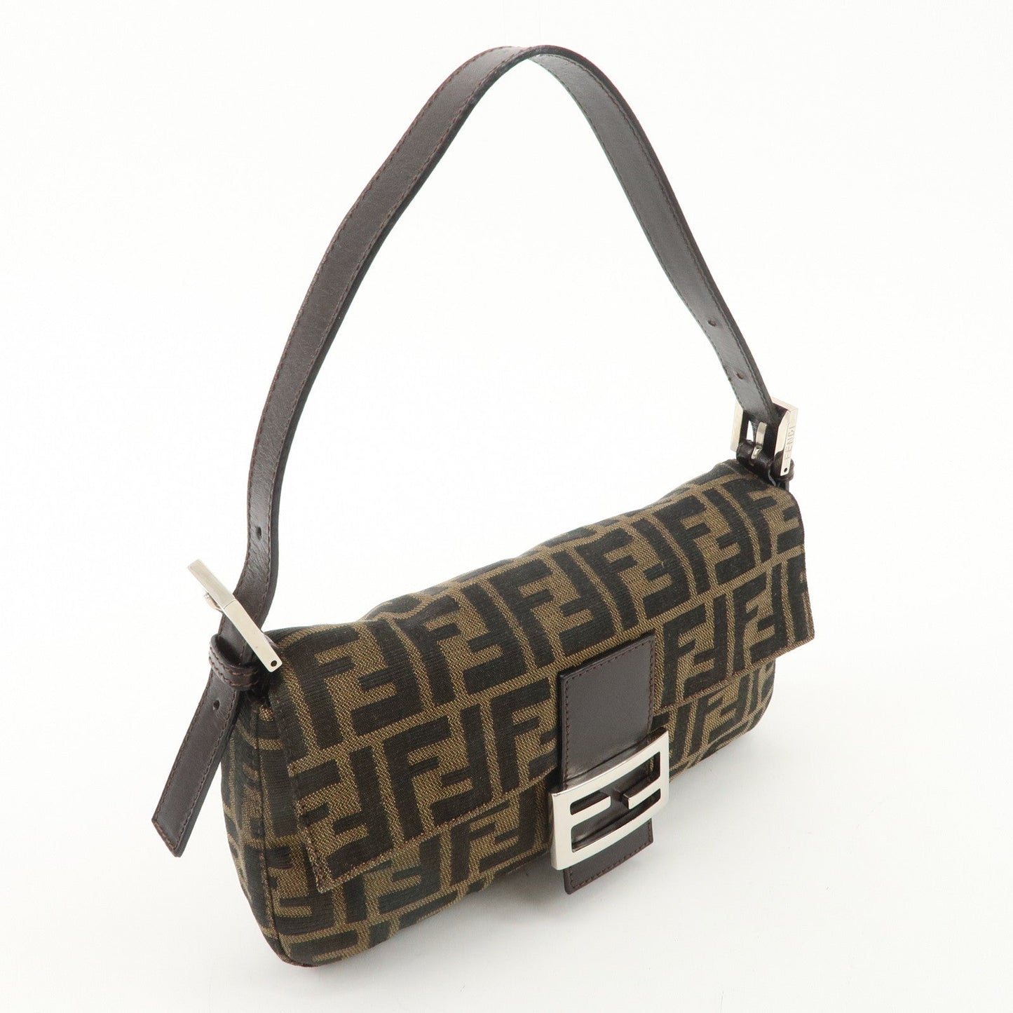 FENDI Mamma Baguette Canvas Shoulder Bag Hand Bag Brown 26424