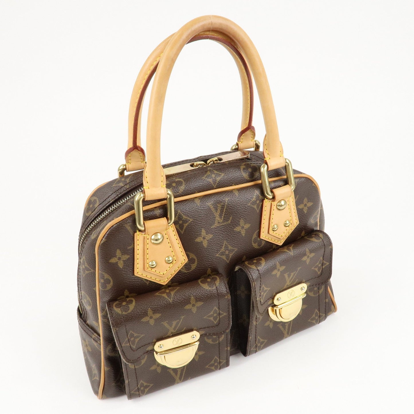 Louis Vuitton Monogram Manhattan PM Hand Bag Brown M40026