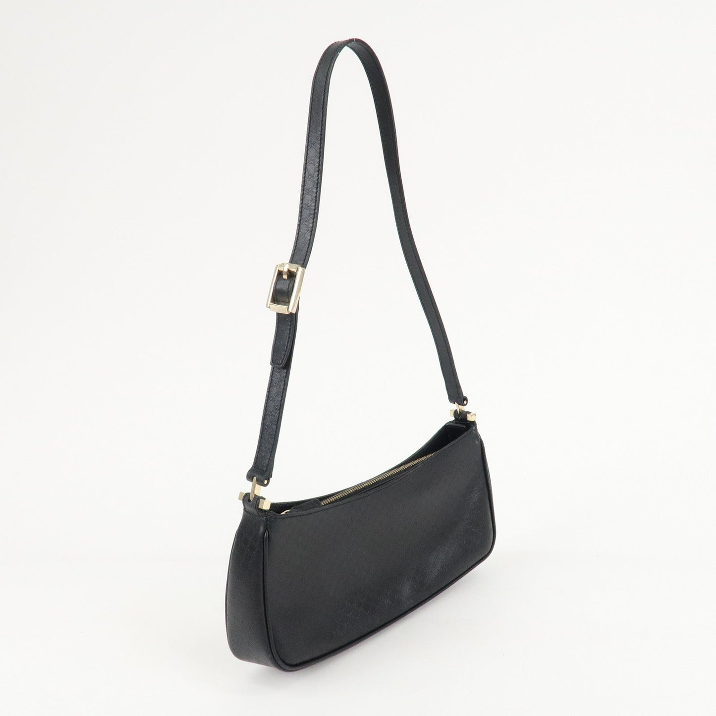 GUCCI Micro Guccissima Leather Shoulder Bag Black 001.4152