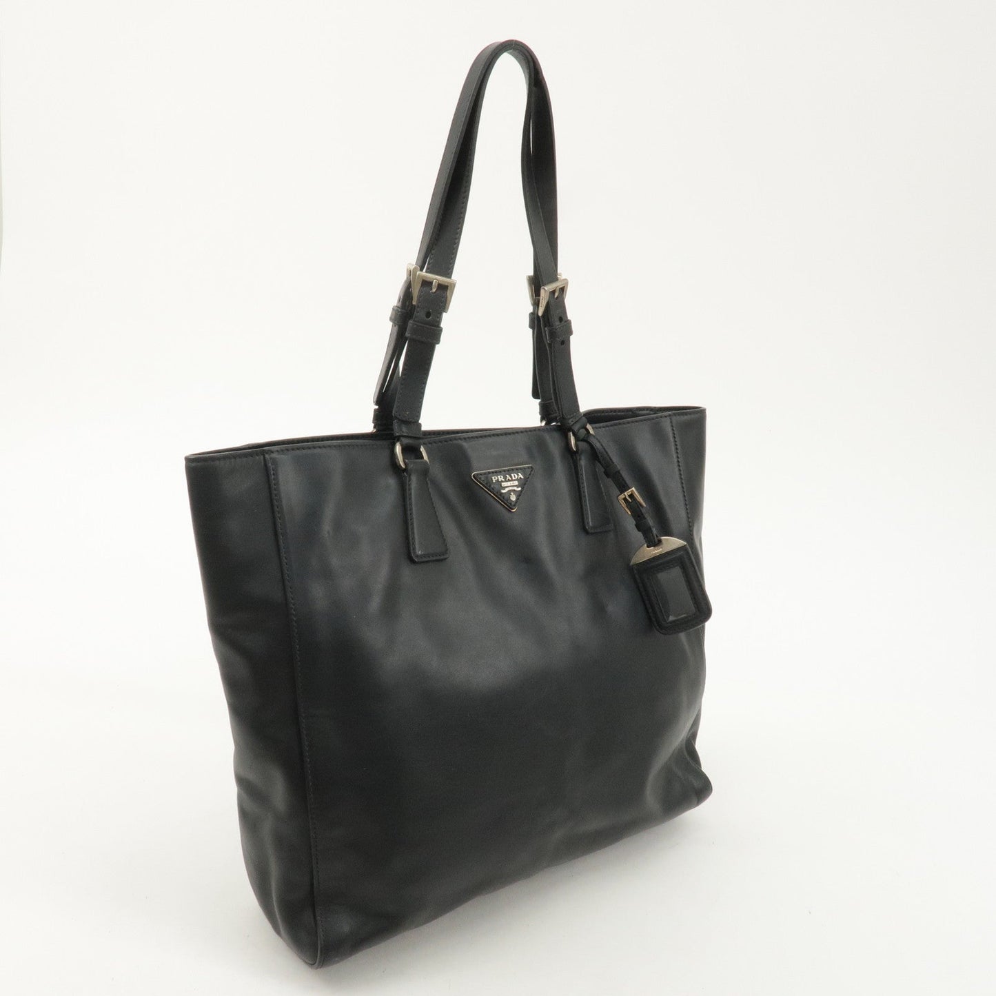 PRADA Logo Leather Tote bag Nero Black