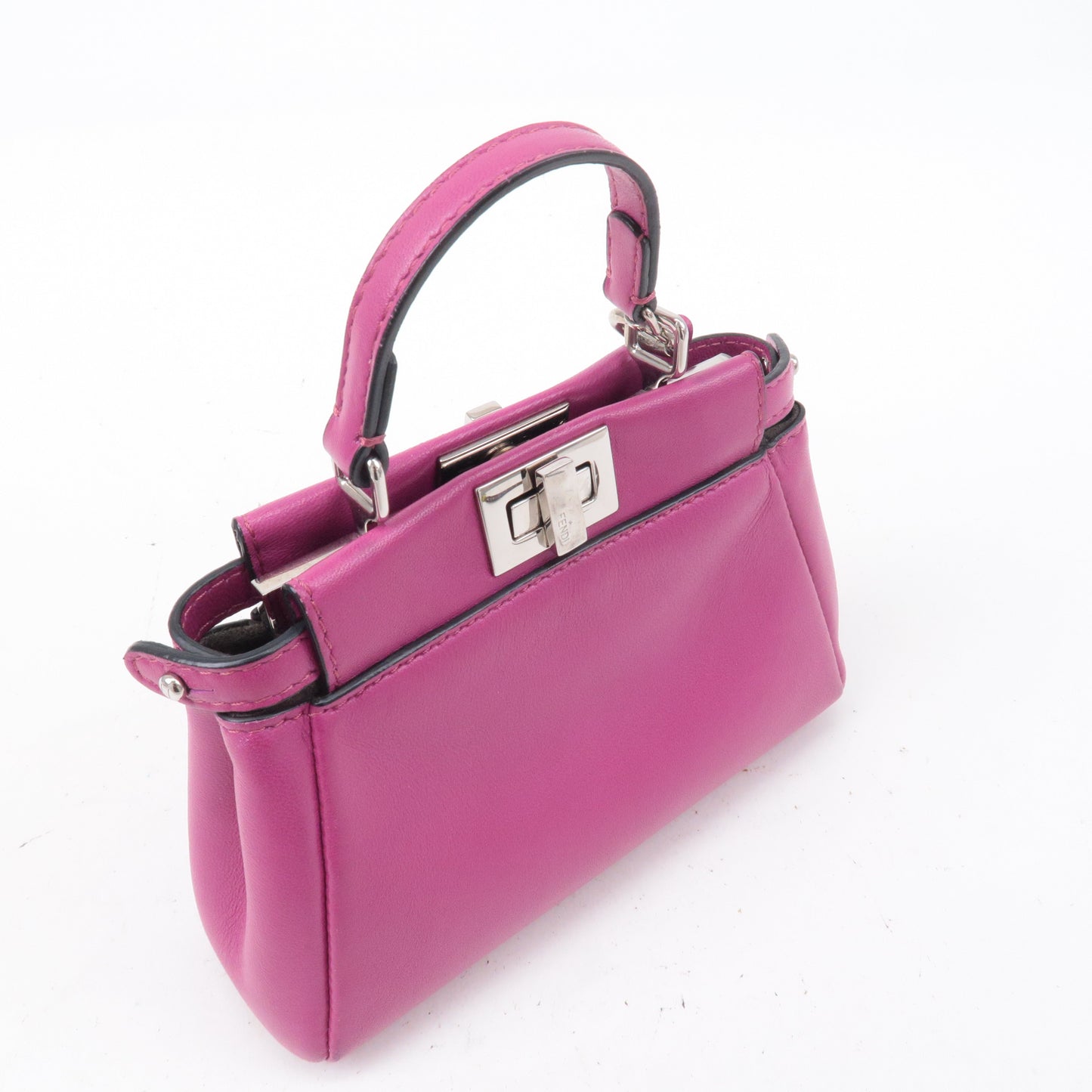 FENDI Leather Micro Peekaboo 2Way Bag Hand Bag Pink 8M0355