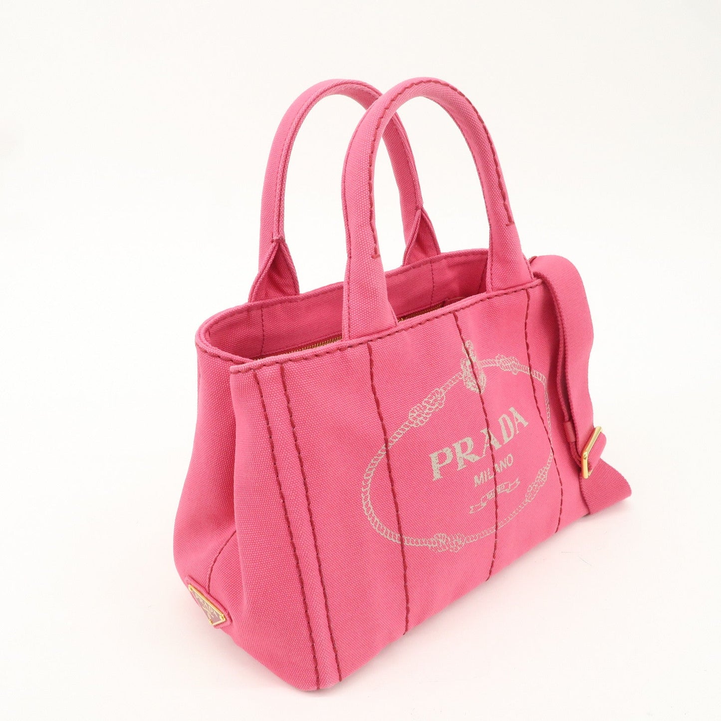 PRADA Canapa Mini Canvas 2Way Bag Hand Bag Pink 1BG439