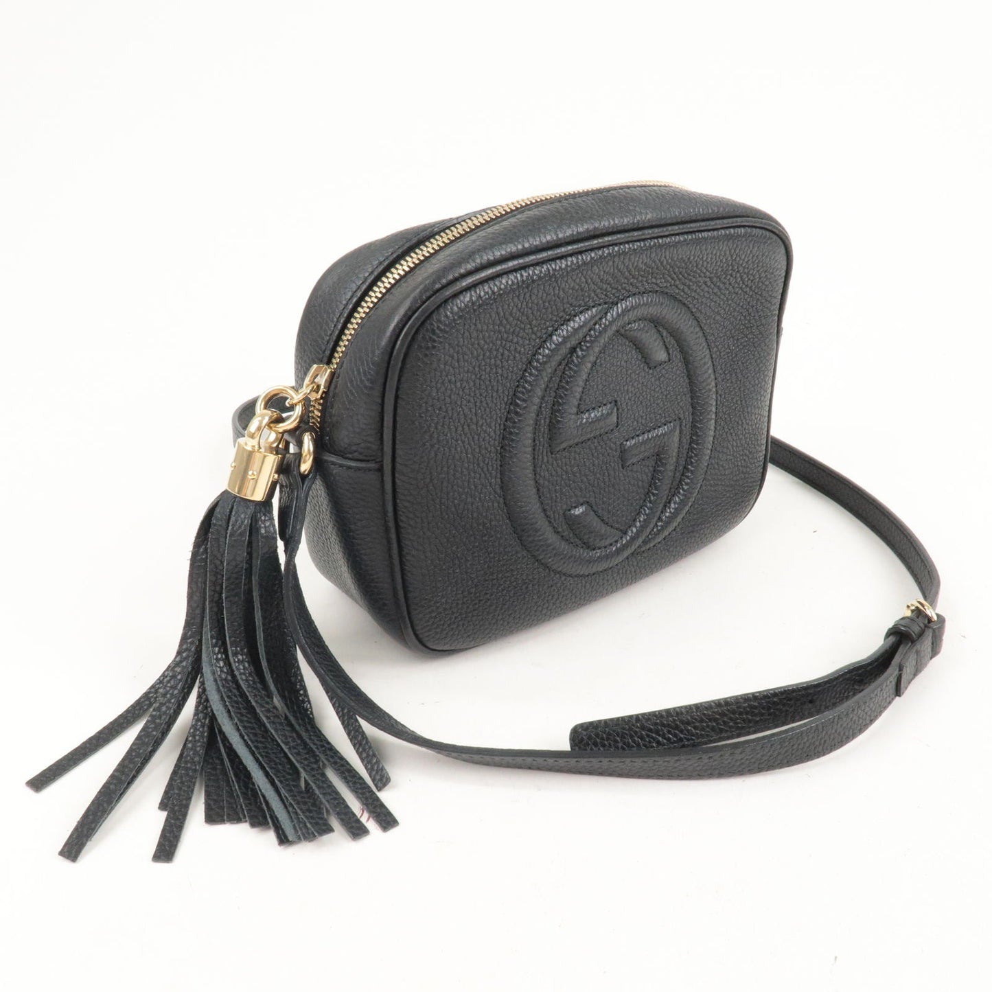 GUCCI SOHO Small Disco Leather Shoulder Bag Black 308364