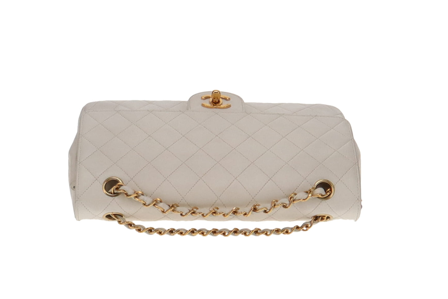 Chanel Classic Vintage Flap White Lambskin 1986 1st Series Med