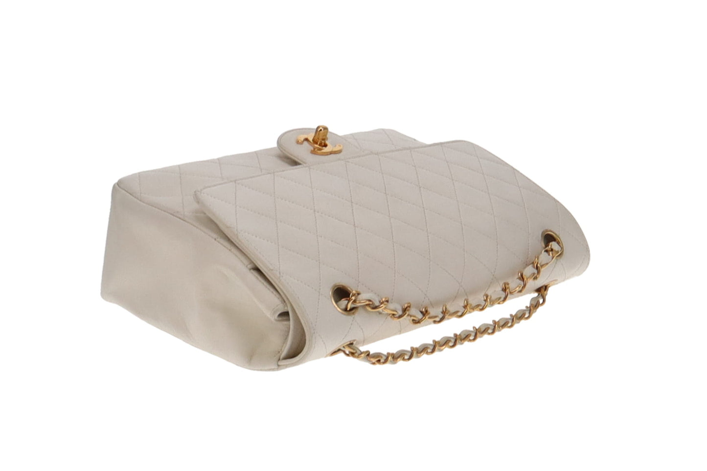 Chanel Classic Vintage Flap White Lambskin 1986 1st Series Med