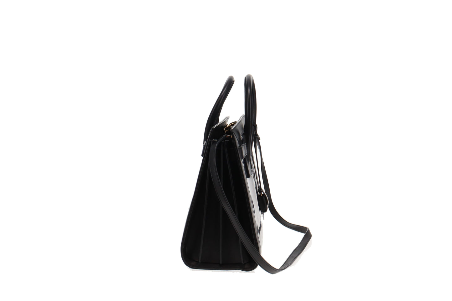 Saint Laurent Black Leather and Patent Centre Panel Small Sac De Jour