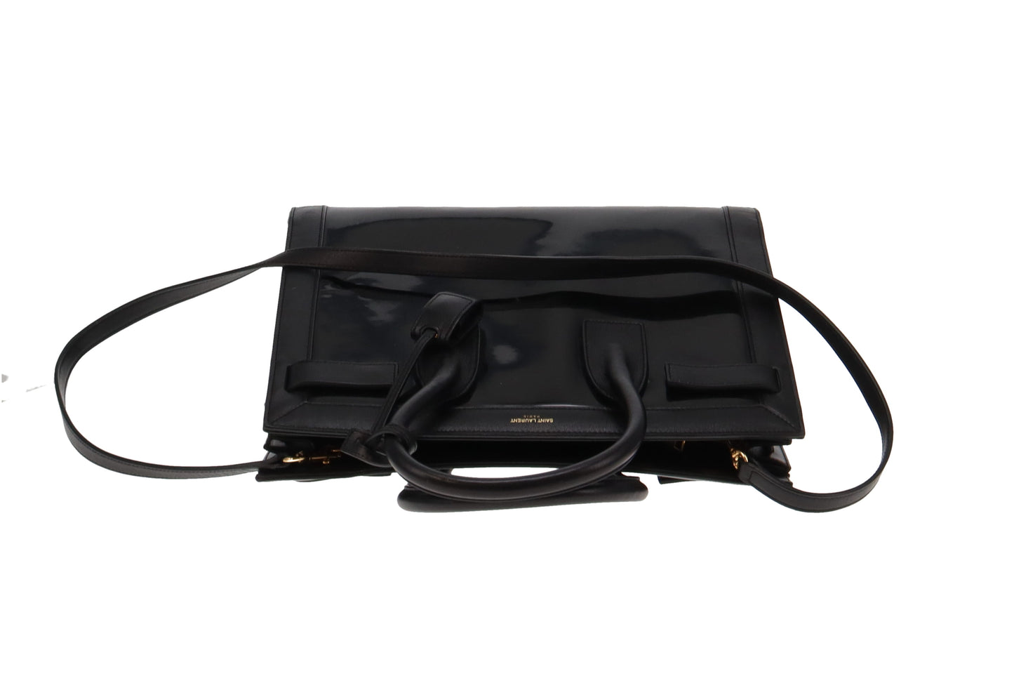 Saint Laurent Black Leather and Patent Centre Panel Small Sac De Jour