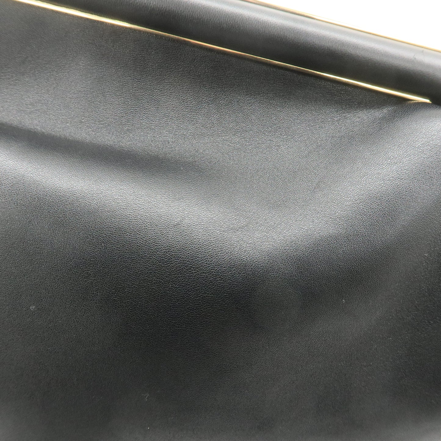 FENDI Leather First Medium 2Way Clutch Shoulder Bag Black 8BL127