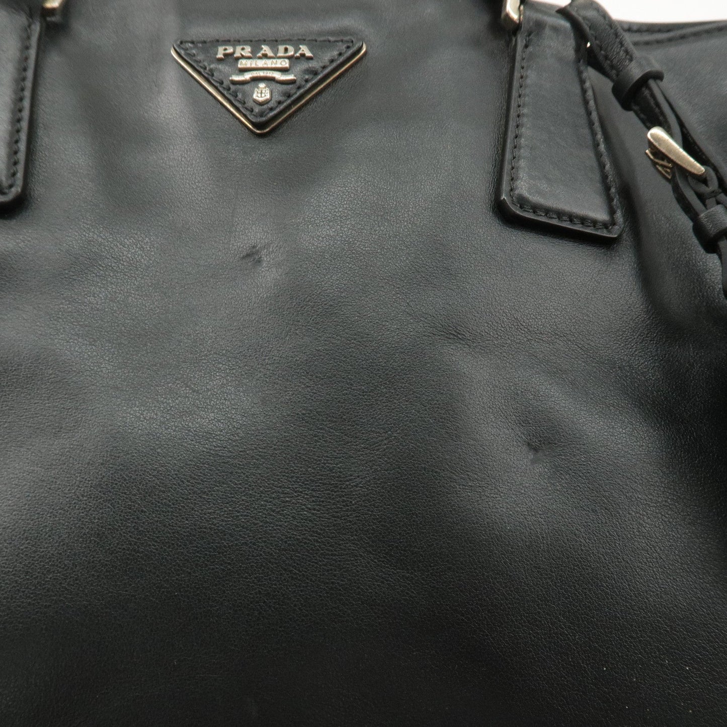 PRADA Logo Leather Tote bag Nero Black